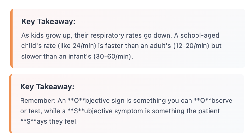 Mnemonic example interface